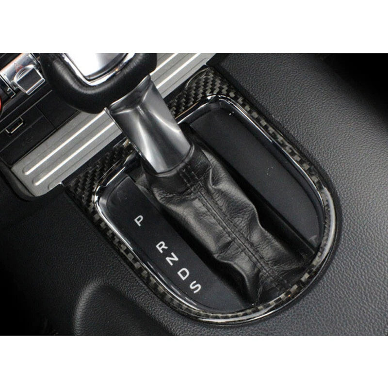 Carbon Fiber Gear Shifter Bezel Cover Trim For Ford Mustang 2014- 2018