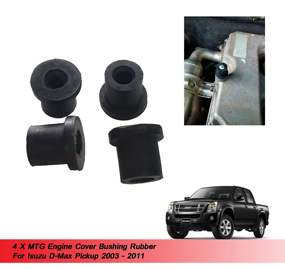 4 x Engine Cover Bushings for Isuzu Dmax (2003-2011)
