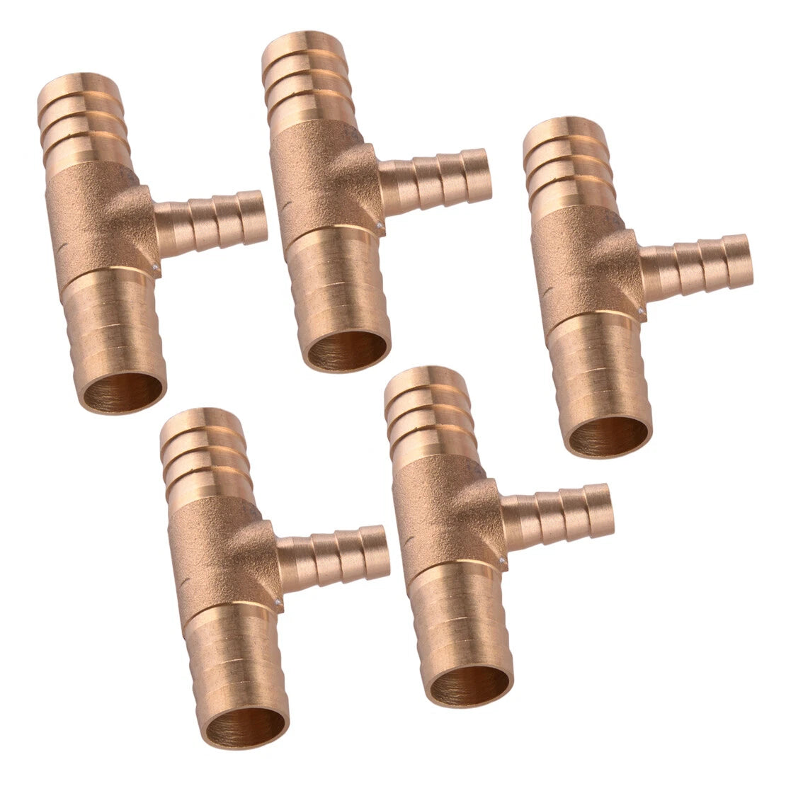 5 x 16mm Tee 3-Way Hose Barb Brass Fitting for Fuel Tube Connector
