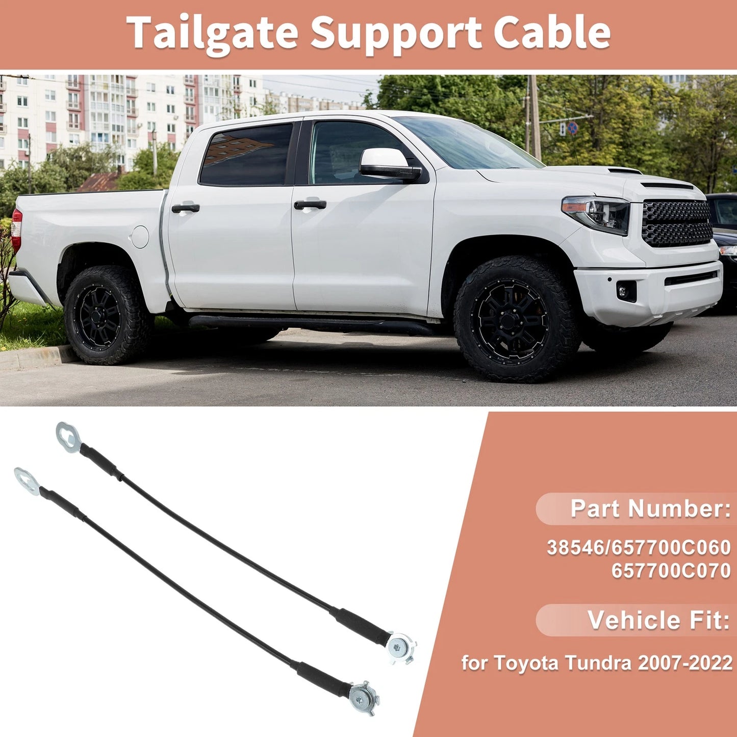 2 x Tailgate Support Cables / Toyota Tundra (2007–2022)