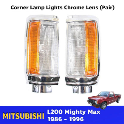 Corner Light Turn Lamp Chrome L+R Fits Mitsubishi L200 Triton Pickup 1986-96 D06