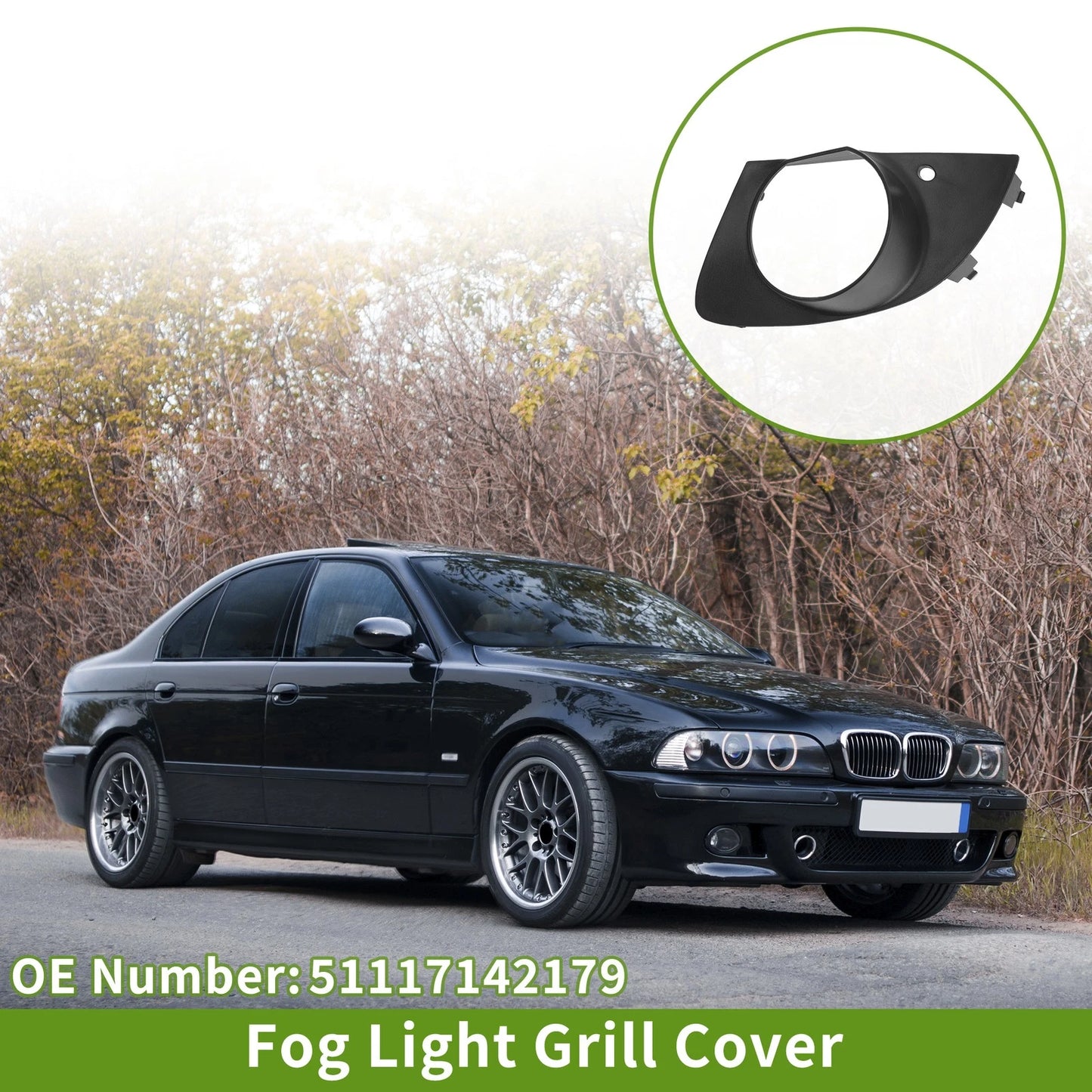 Front Left Fog Light Grill for BMW E65 E66 (2006-2008) - 1 Pc Black