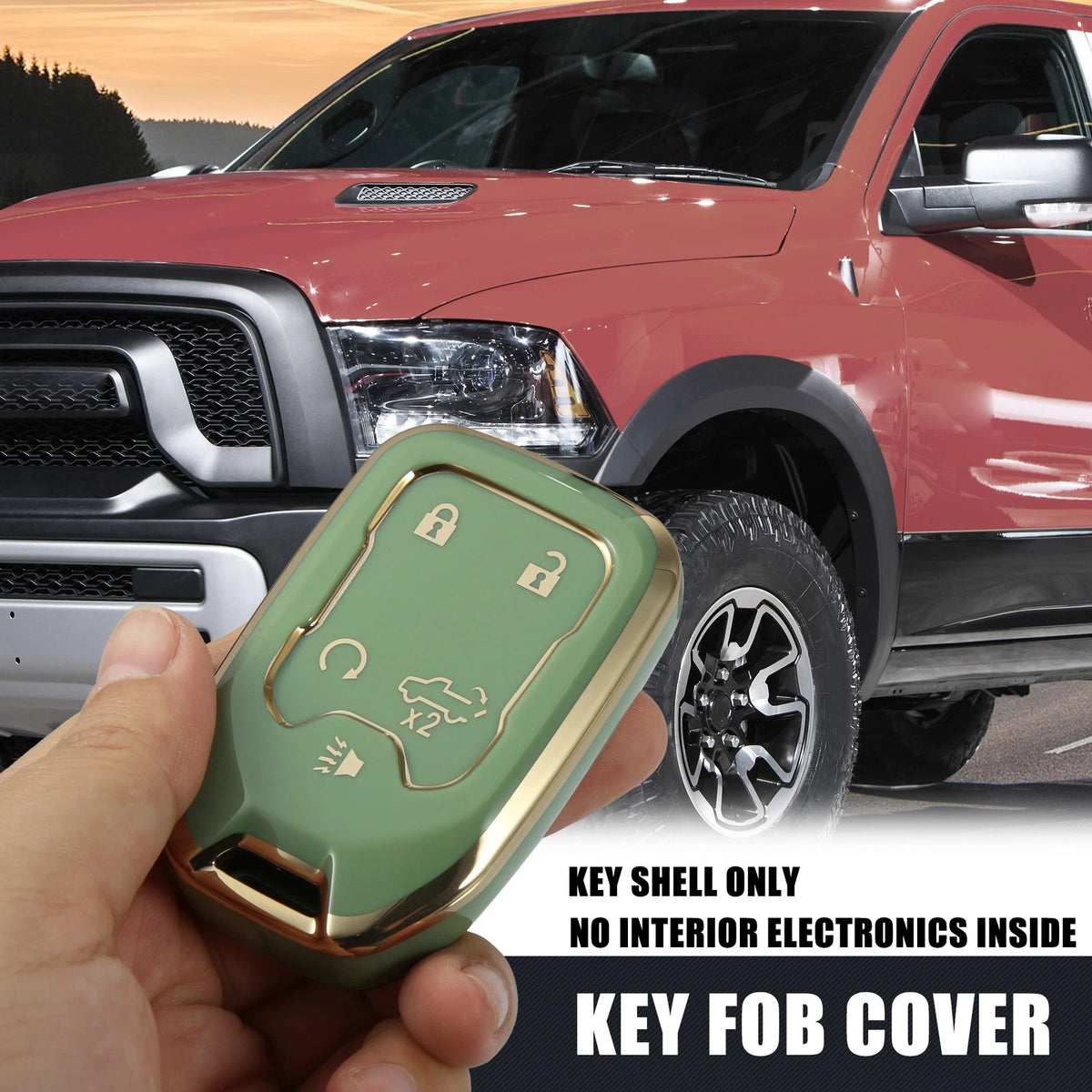 Key Fob Cover Case for GMC Sierra 1500 with Keychain 5 Button Green