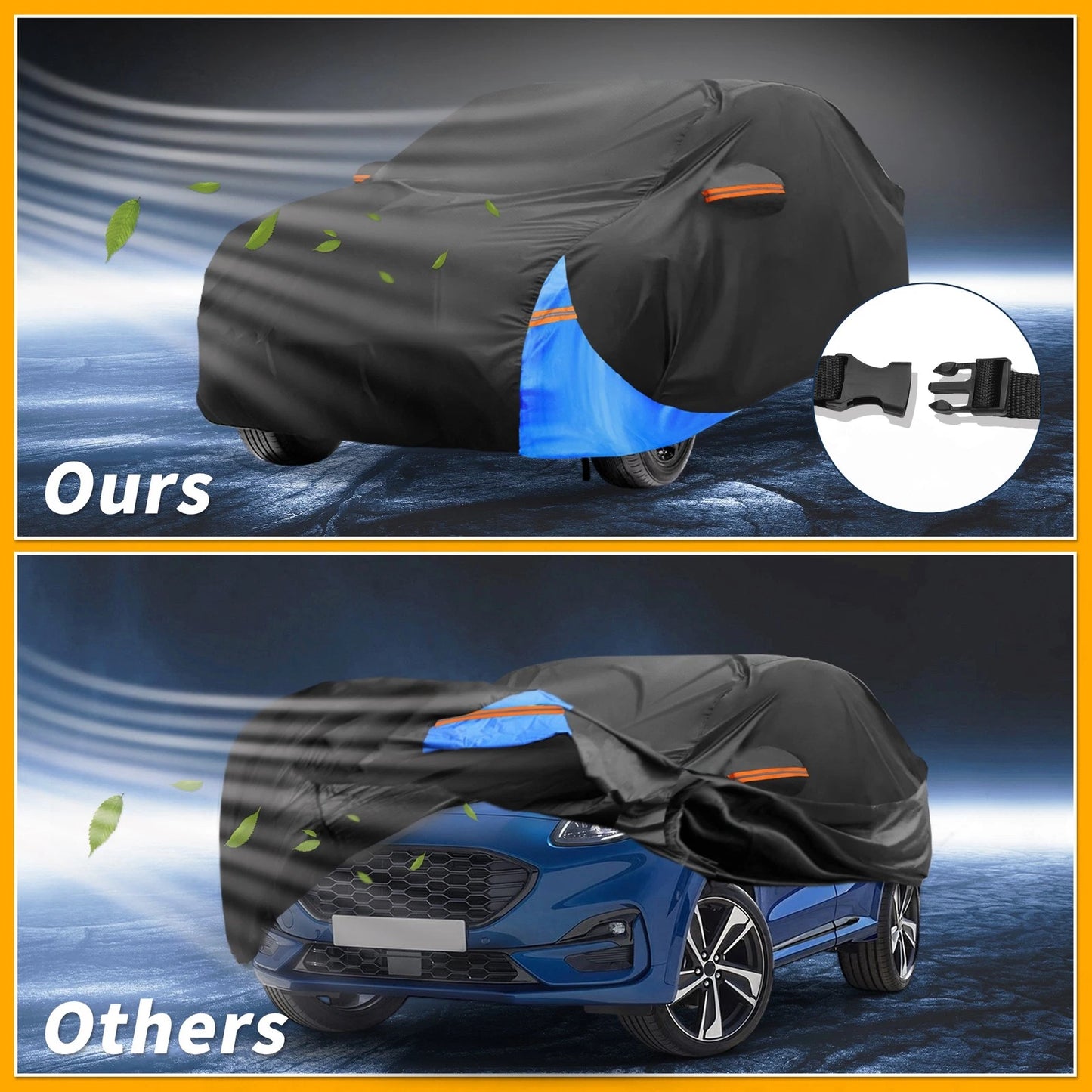 Waterproof All Weather Car Cover for Ford Puma (2019-2023) Black Blue 210D-PU