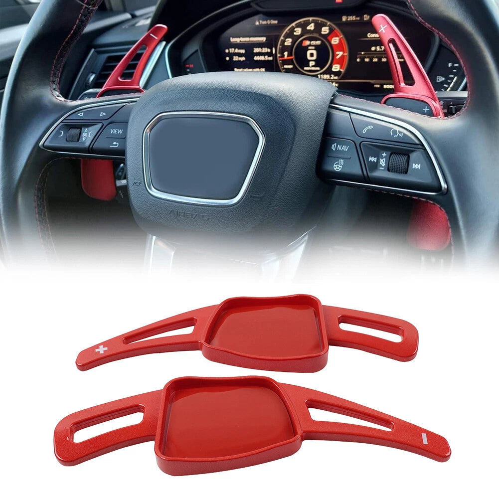 Red Steering Wheel Paddle Shifter Extensions for Audi A3 A4 A5 Q3 Q5 Q7 Q8