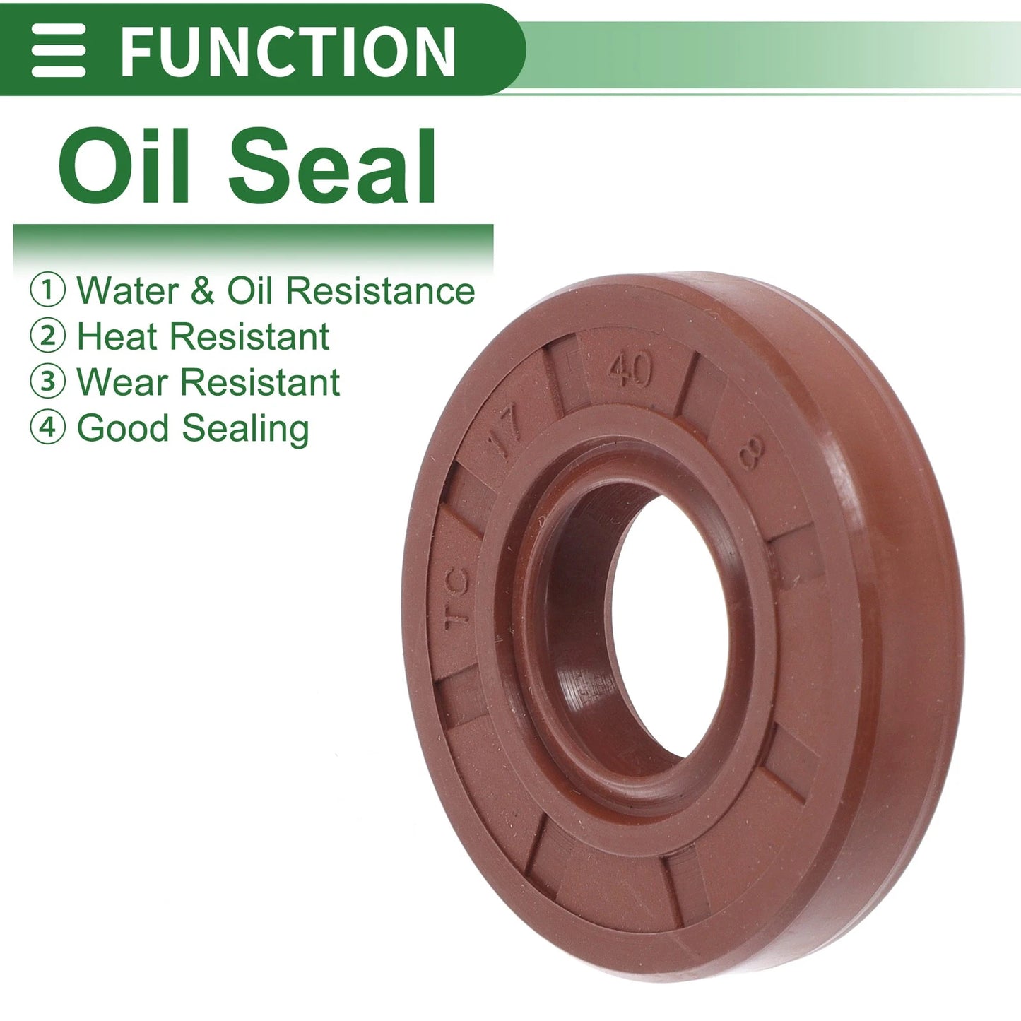 Oil Seal 17x40x8mm Rotary Shaft Seal FKM Rubber 5 Pcs for Make Model