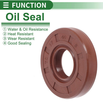 Oil Seal 17x40x8mm Rotary Shaft Seal FKM Rubber 5 Pcs for Make Model
