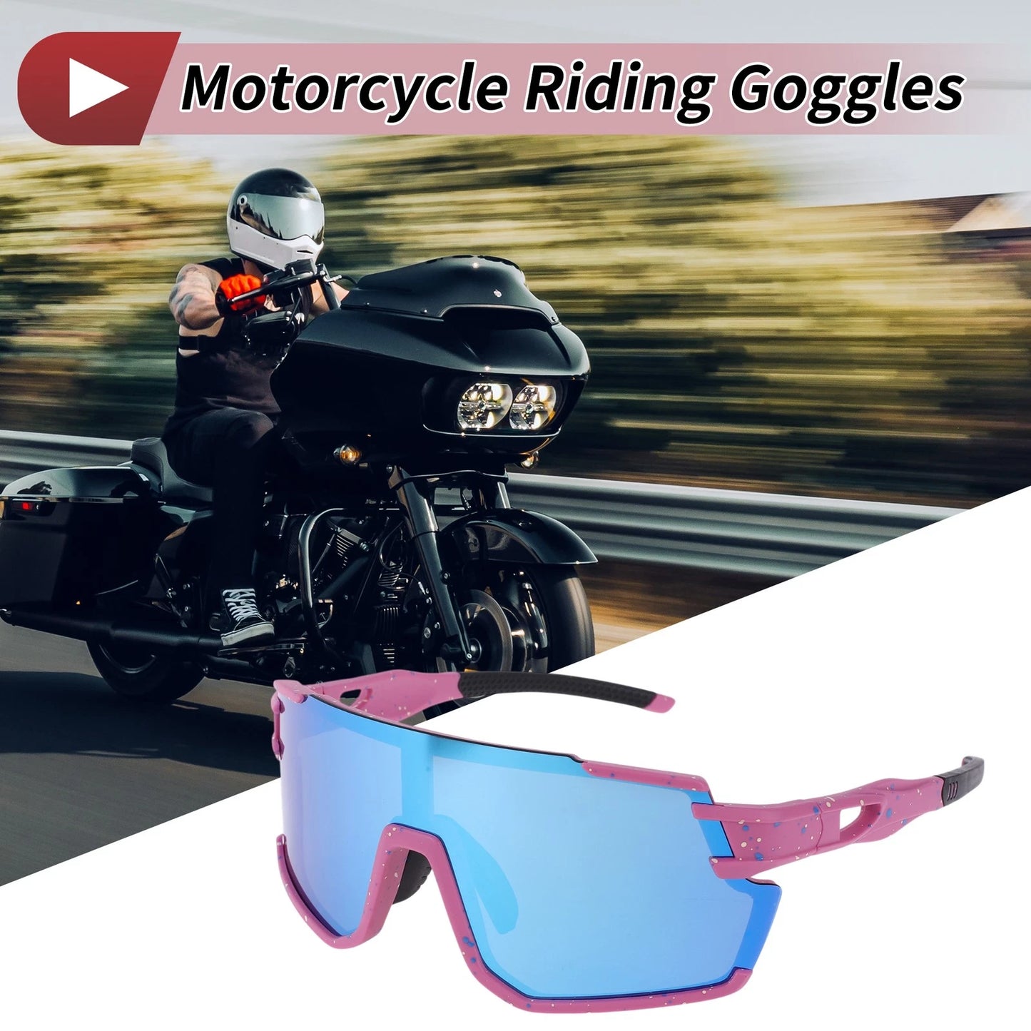1 Pc Riding Goggles for Motorcycle Blue Purple with Blue and Yellow Dots UV400