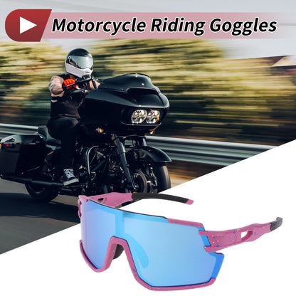 1 Pc Riding Goggles for Motorcycle Blue Purple with Blue and Yellow Dots UV400
