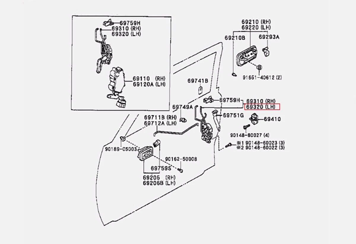 Left Door Lock Repair for Toyota Hilux LN85 MK3 (1989-1997)