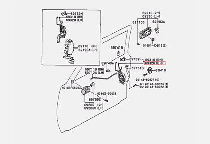 Left Door Lock Repair for Toyota Hilux LN85 MK3 (1989-1997)