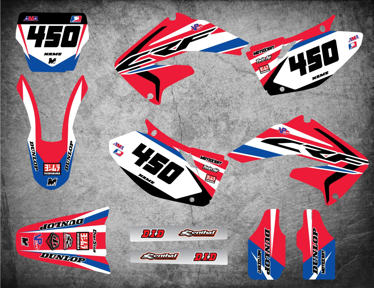 Custom Graphics Full Kit for Honda CRF 450 (2002-2004) SLEEK Style Stickers