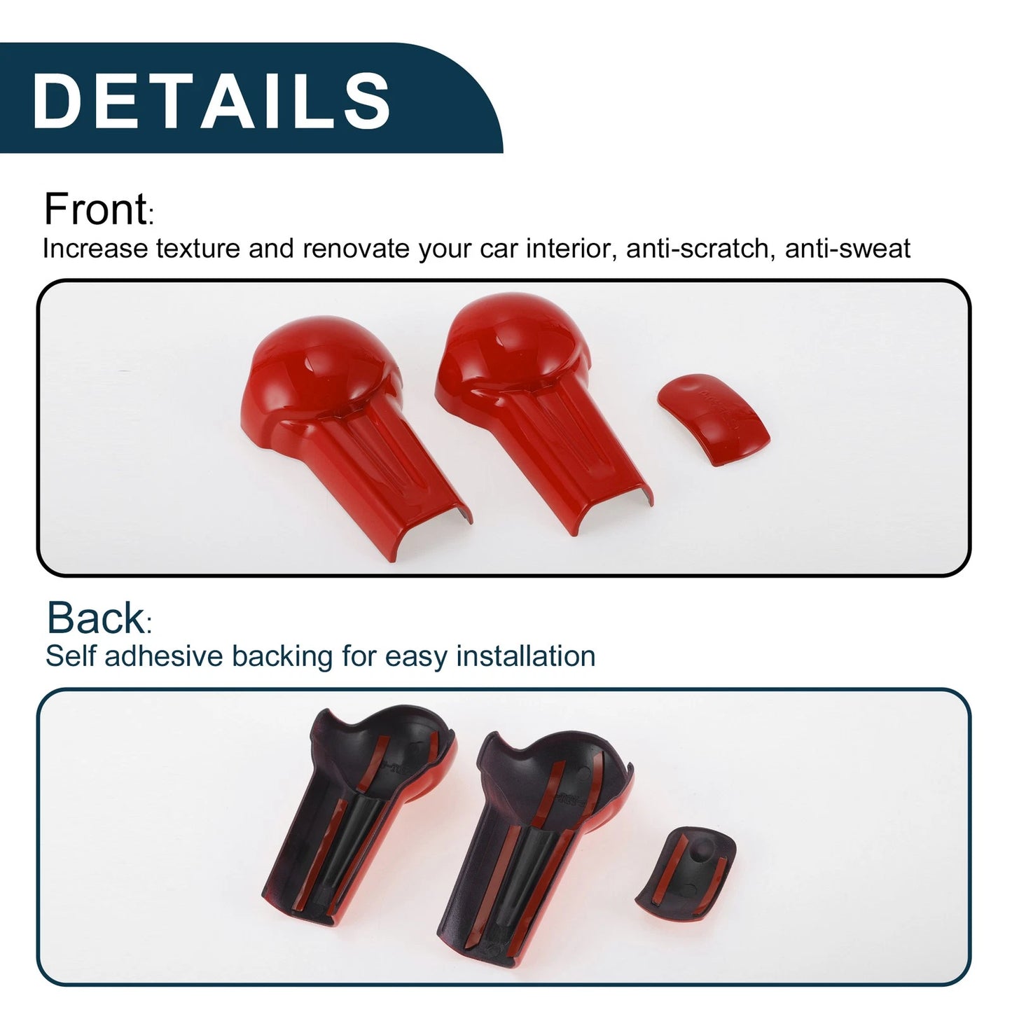 Gear Shift Knob Cover for Ford Mustang 2015-2023 Red Console Decor 1 Set