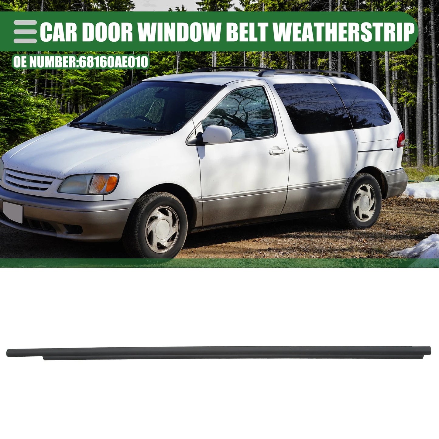 Front Left Window Belt Weatherstrip for Toyota Sienna (2004-2010) Black