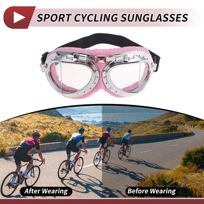 1 Pc Goggles Clear Lens Pink Silver Frame PU Sponge for Motorcycle Goggles
