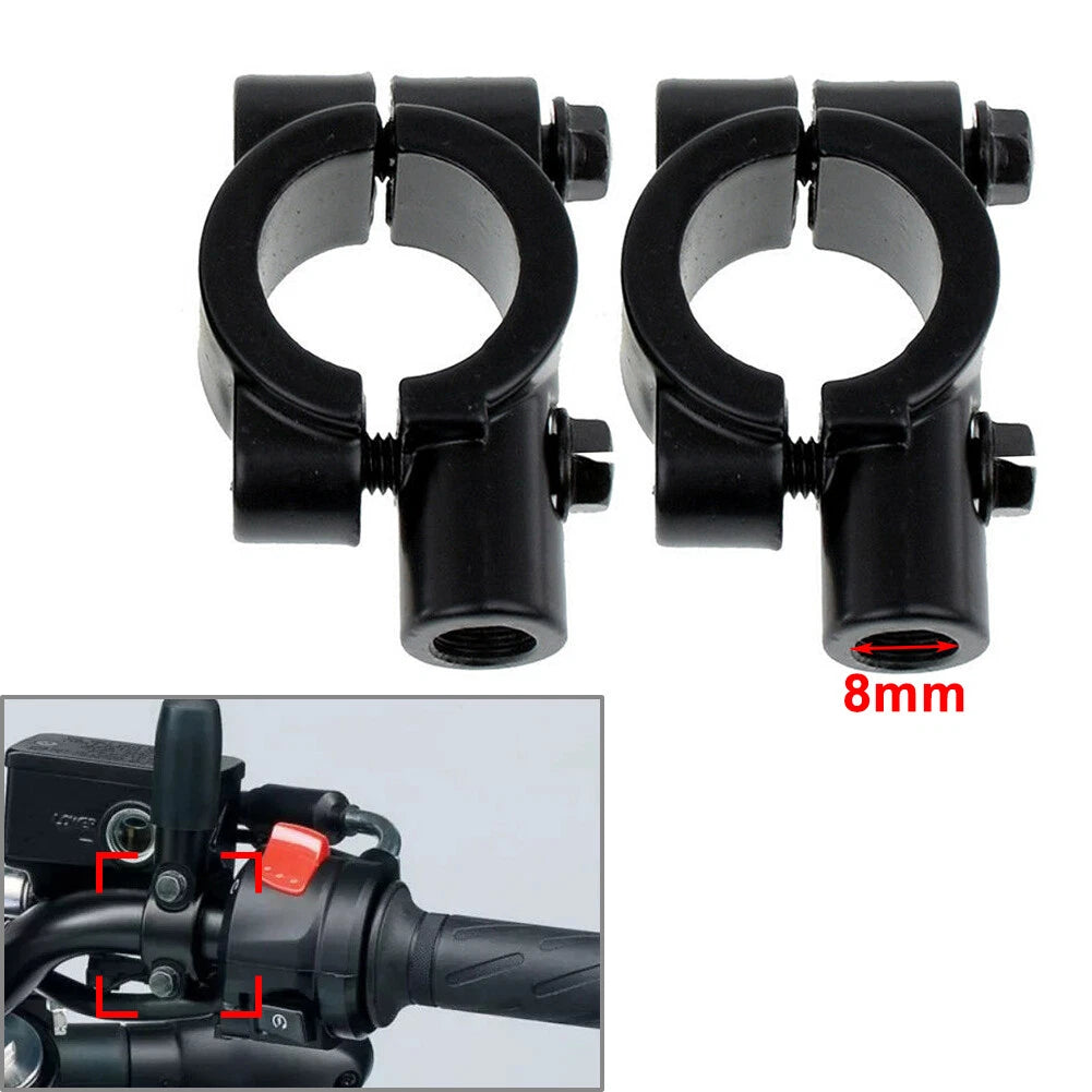 22MM M8 Black Motorcycle Handlebar Mirror Mount Clamp