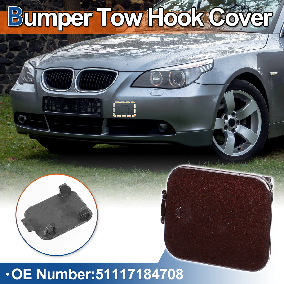 Front Car Bumper Tow Hook Cover for BMW 528i 535i (2008-2010) - Red