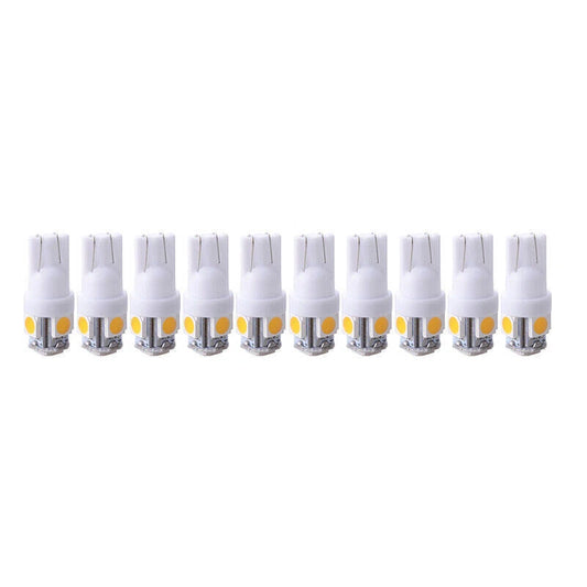 10x T10 LED Bulbs for Car Interior License Lights - 2825 192 194 5050 White