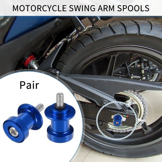 Pair 6mm CNC Swing Arm Spools Sliders Stand Blue for Motorcycle