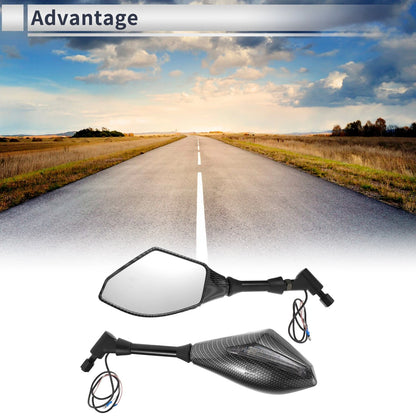M10 / Rear View Mirrors / Motorcycle Handlebar Carbon Fiber Pattern Black