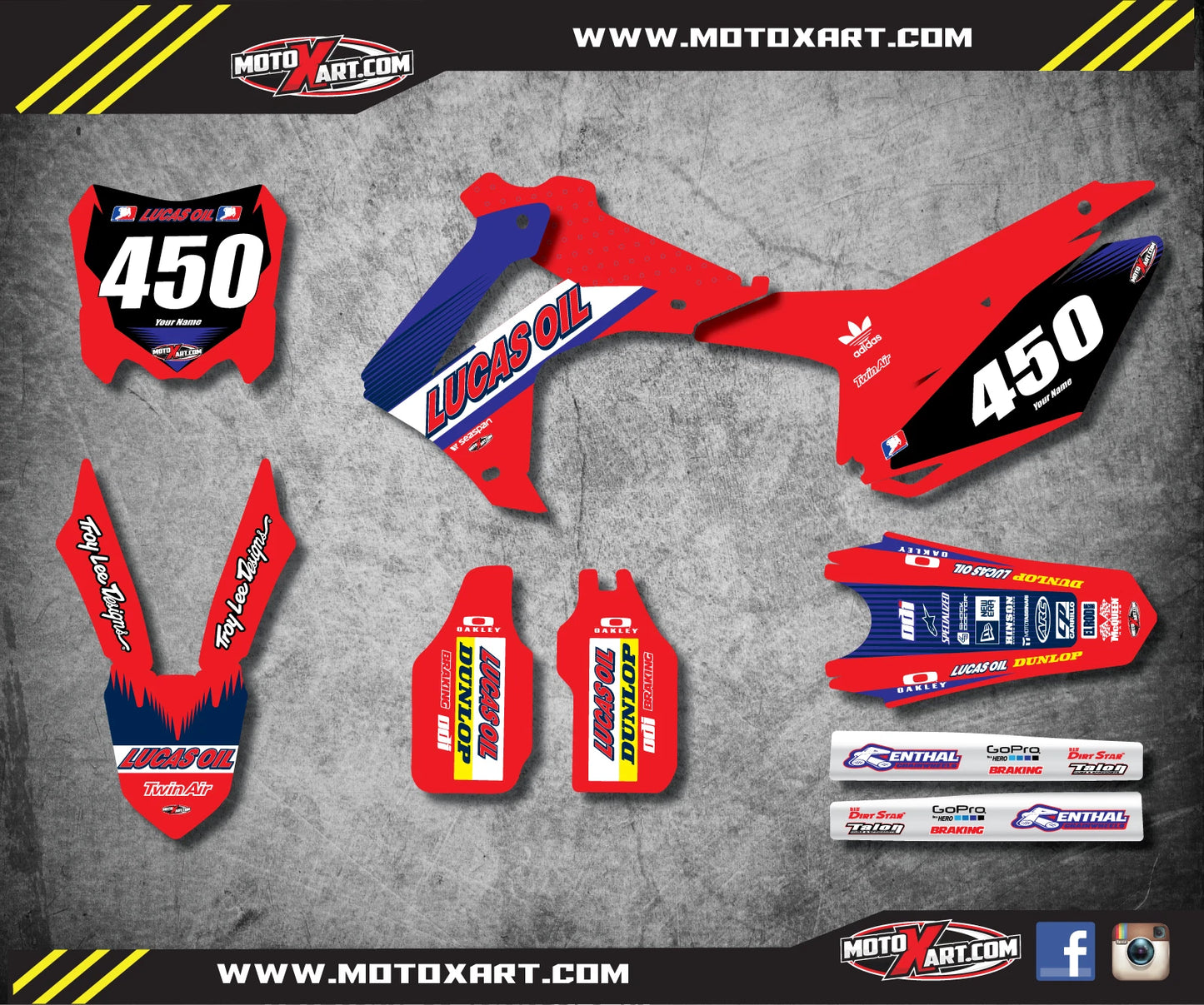 Custom Graphics Full Kit for Honda CRF 450 (2013-2016) ACTIVE STYLE Stickers