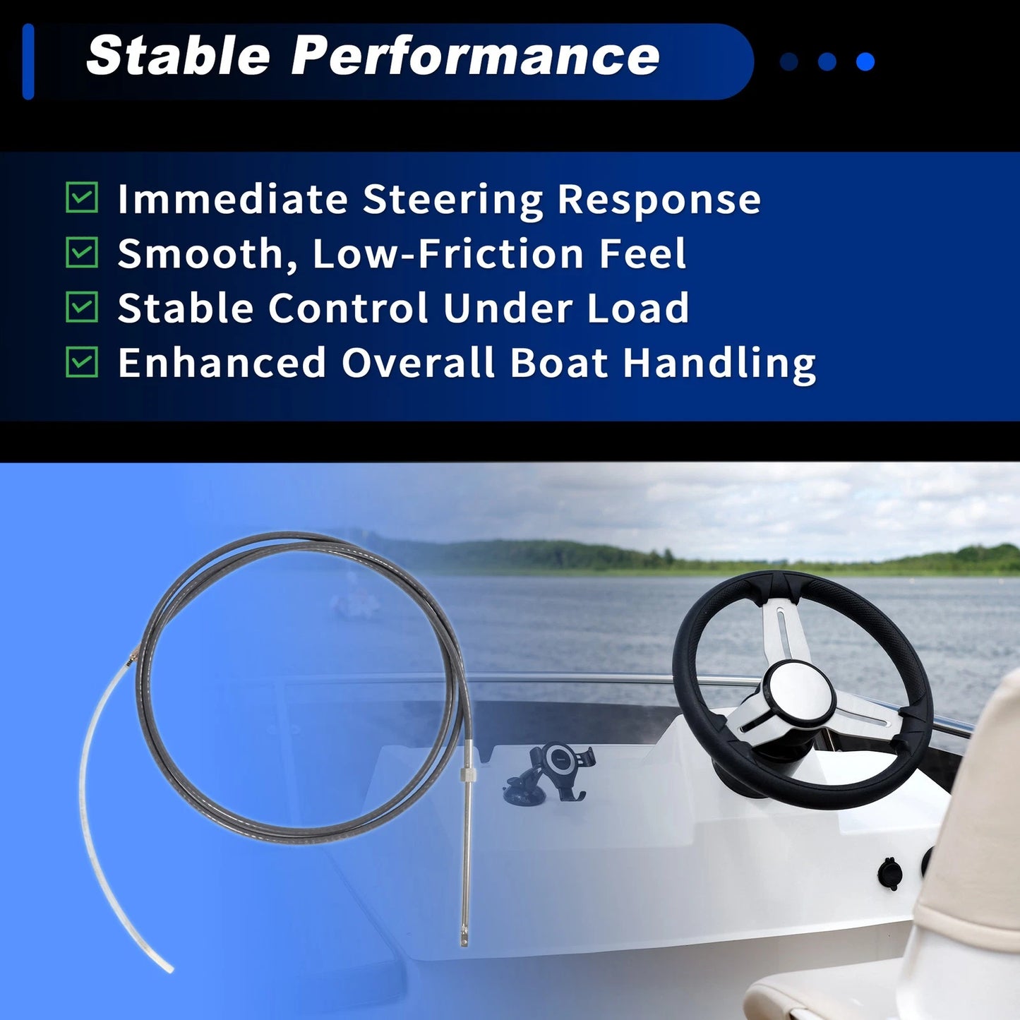Cable 17 ft Steering Control Cable for Marine Boat Rack M66X17