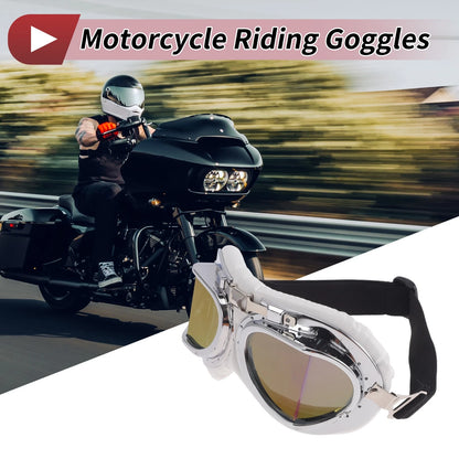 1Pc Motorcycle Riding Goggles Lens White Frame PU Sponge for Motorcycle
