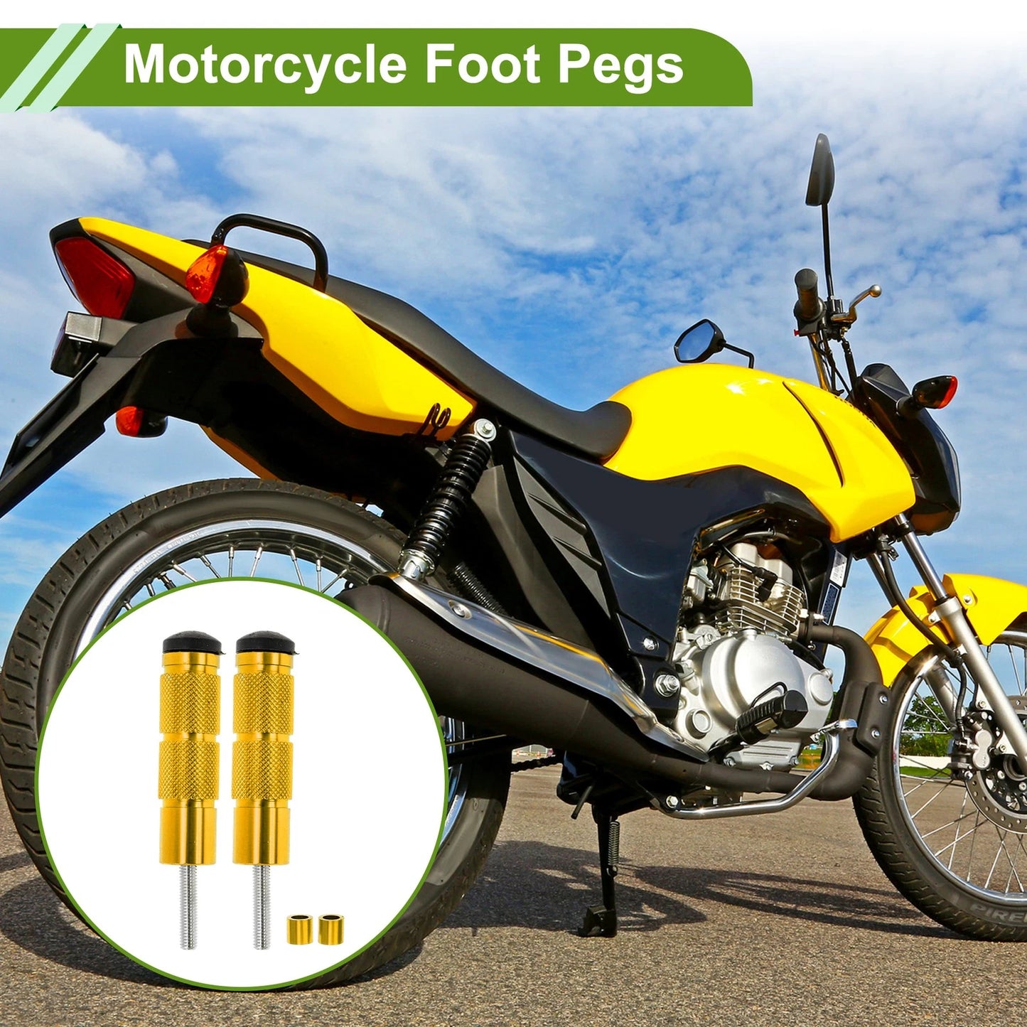 Motorcycle FootPegs 3.5" Gold Tone for Motorcycle