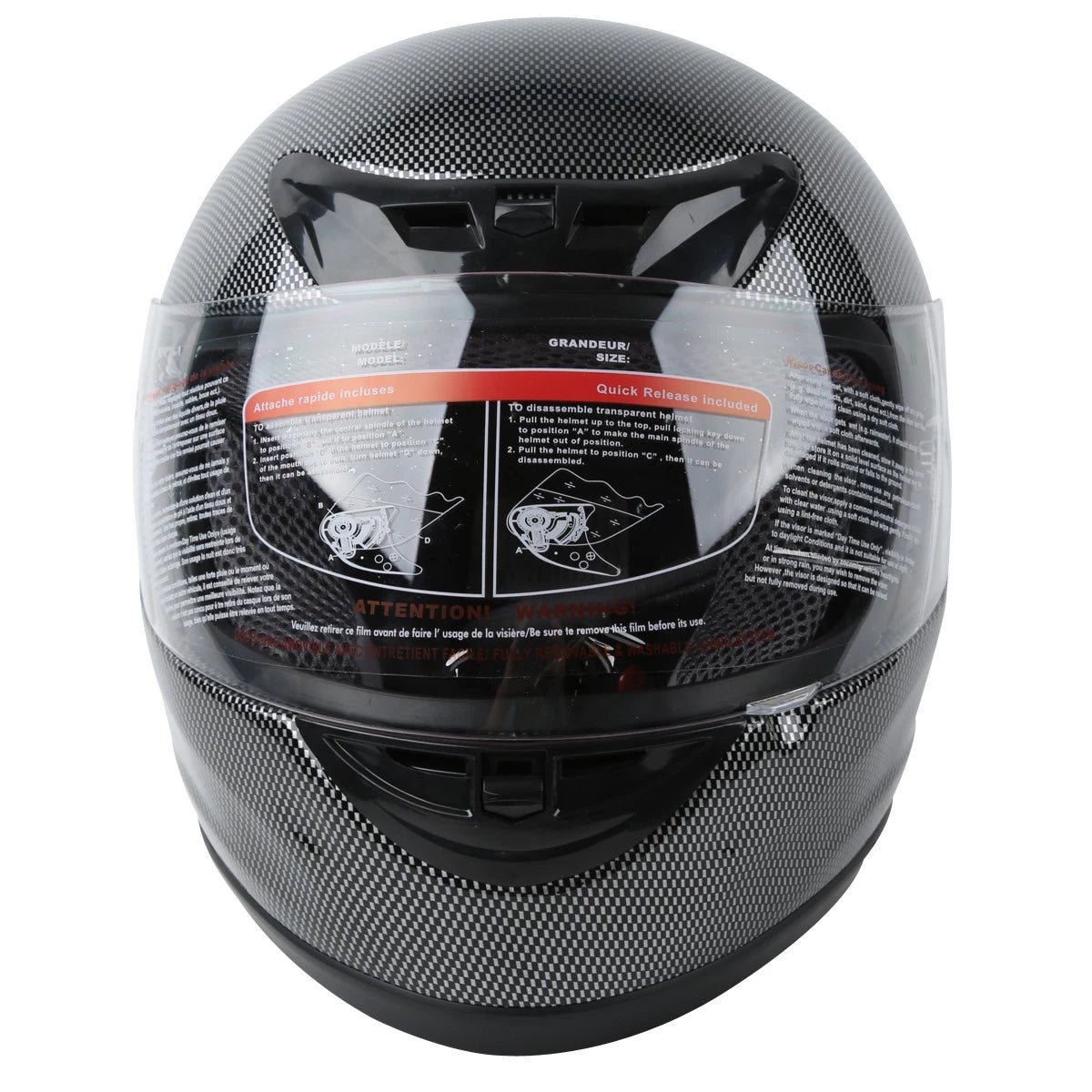 Carbon Fiber Black DOT Adult Flip Up Full Face Motorcycle Helmet - S M L XL