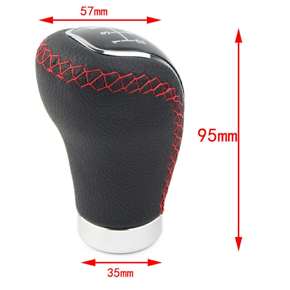 Black 5 Speed Leather Manual Gear Shift Lever Head for Car