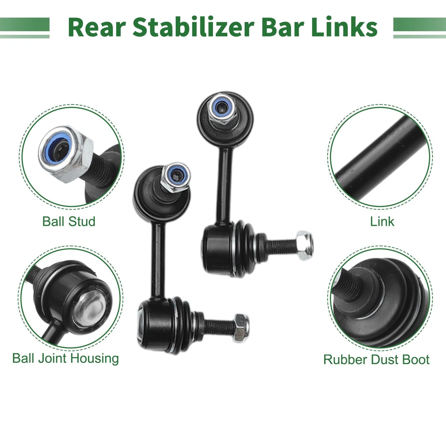 6 Pcs Rear Upper Control Arms for Jeep Compass (2007-2009)
