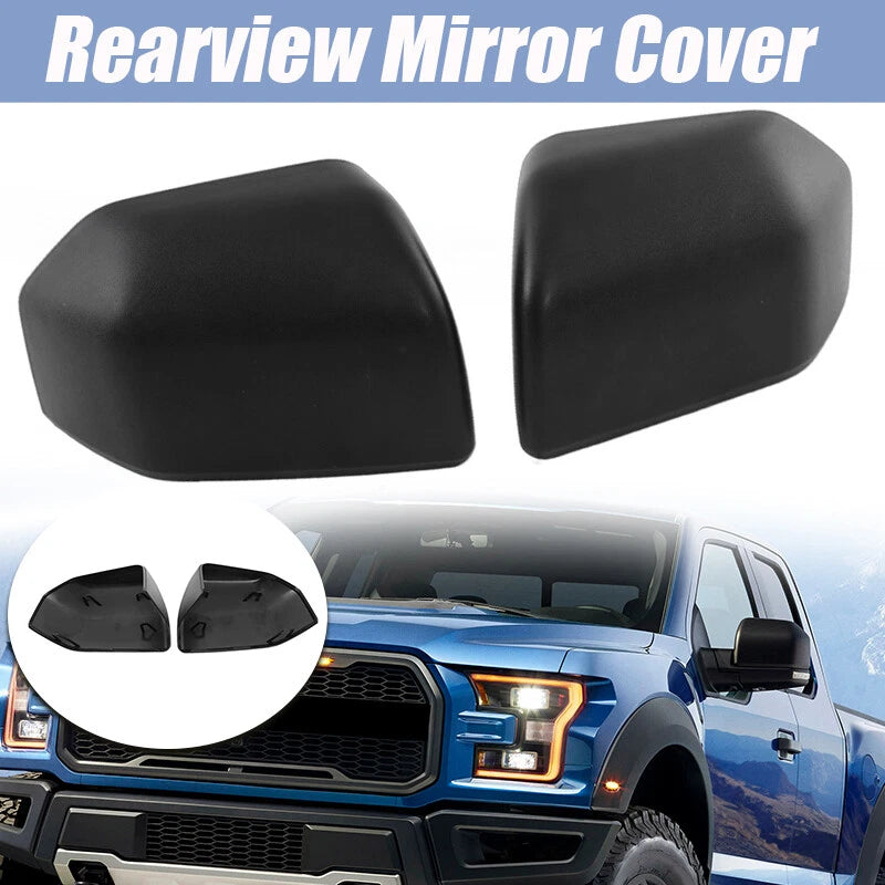 Matte Black Driver & Passenger Side Mirror Cover Caps for Ford F-150 (2015-2020)