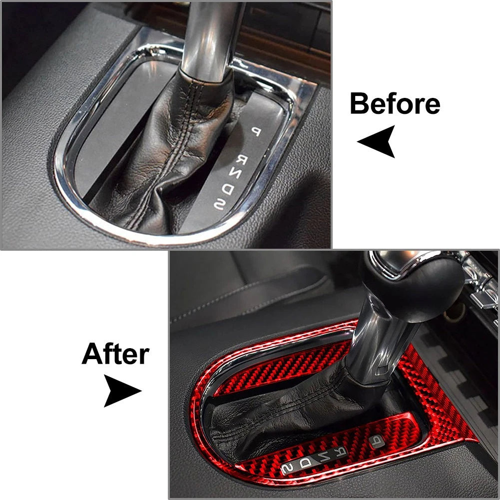 Center Console Gear Shift Box Cover Trim for Ford Mustang (2015-2023) Red