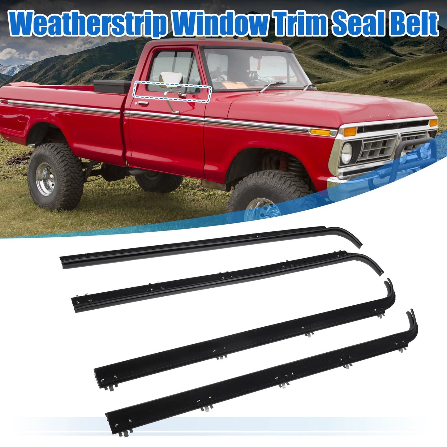 4pcs Weatherstrip Window Trim Seal for Ford F150 F250 F350 (2004-2023)