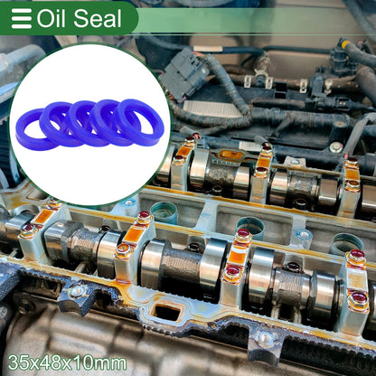 Oil Seal 35x48x10mm TPU Rotary Shaft Seal Blue 5 Pcs