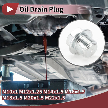 Engine Oil Drain Plug with Gasket M12x1.25/M14x1.5 for Car Motorcycle Boat