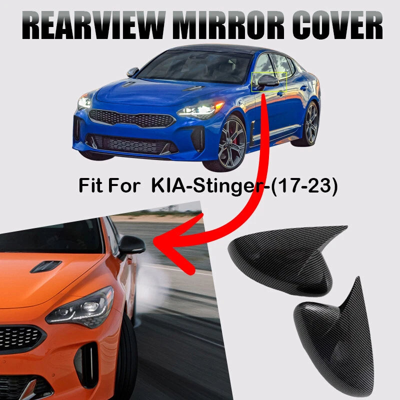 Carbon Black OX Horn Rearview Side Mirror Covers for 2018-2022 KIA Stinger