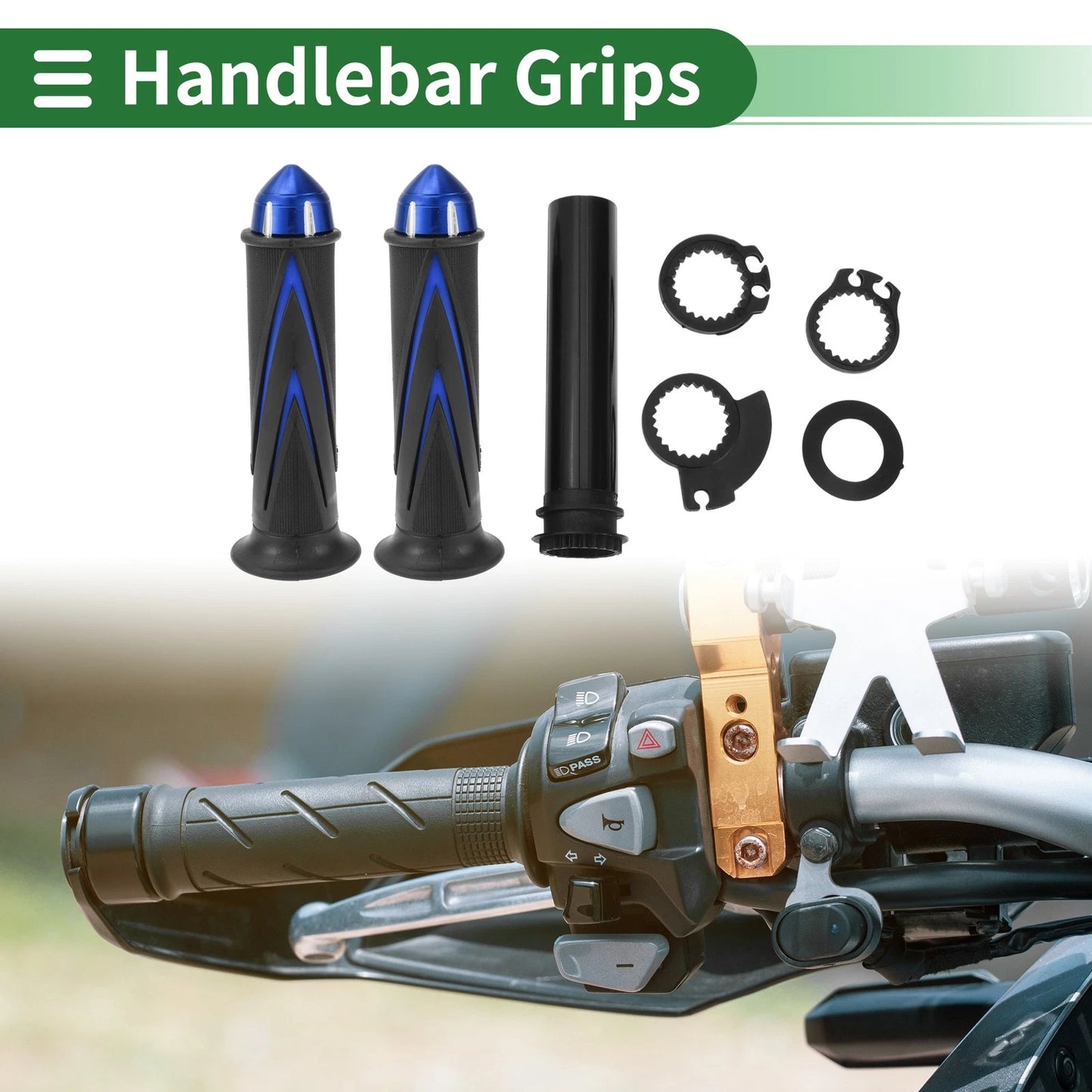 7/8 in 22mm Hand Grips Blue Arrow Pattern for Motorcycle