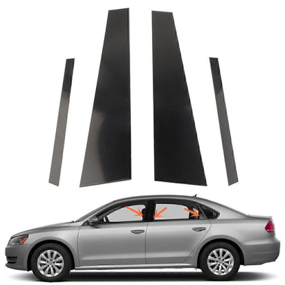 4 x Black Door Trim Pillar Post Covers for VW Jetta (2012-2018)