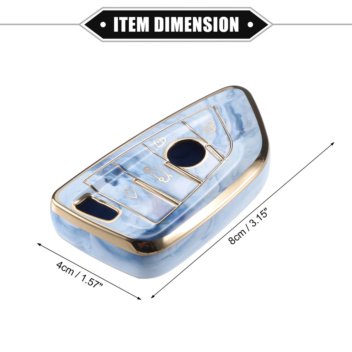 TPU Blue 4 Buttons Smart Key Fob Cover for BMW 3 4 5 6 7 Series (2006-2023)