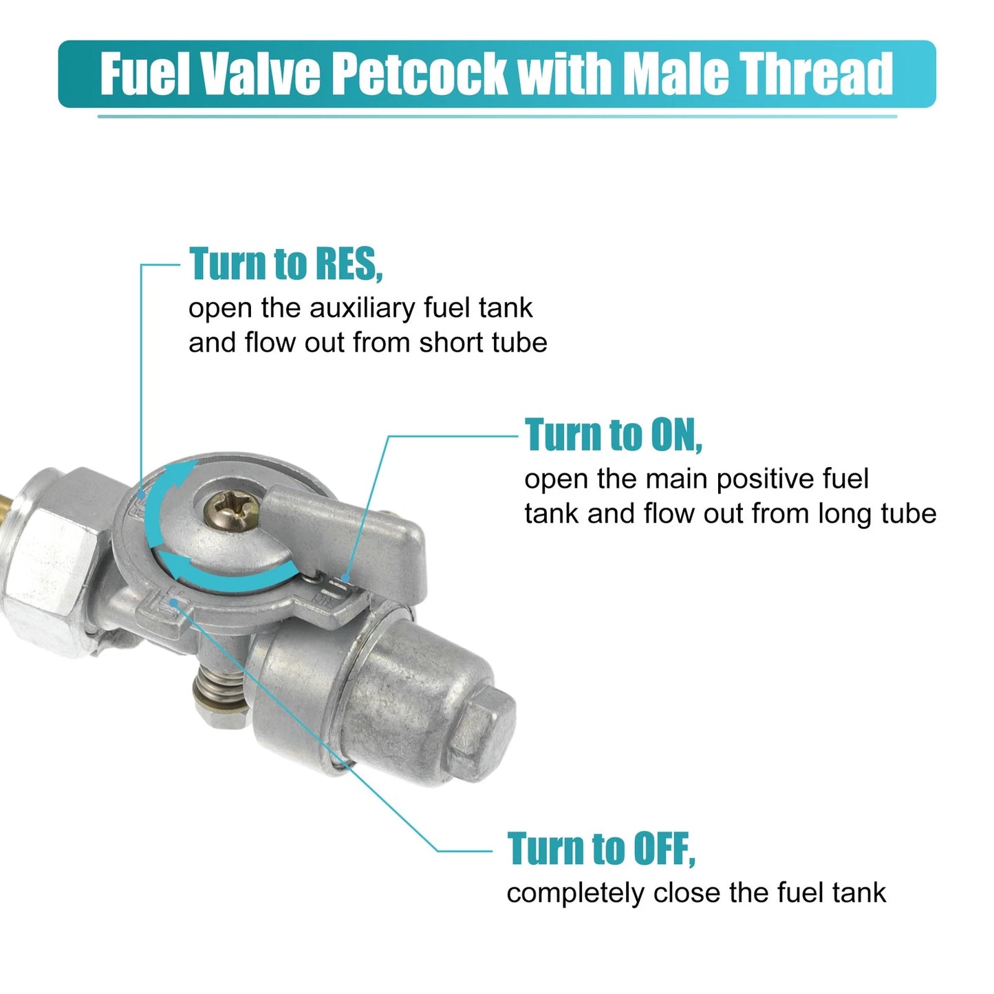 Motorcycle Fuel Valve Petcock with Male Thread for Yamaha RX50 RD60 YZ80 DT80