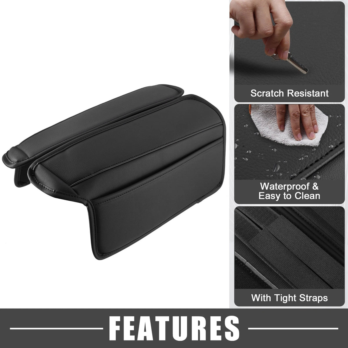 Black Center Console Armrest Pad Covers for Nissan Rogue (2021-2023)
