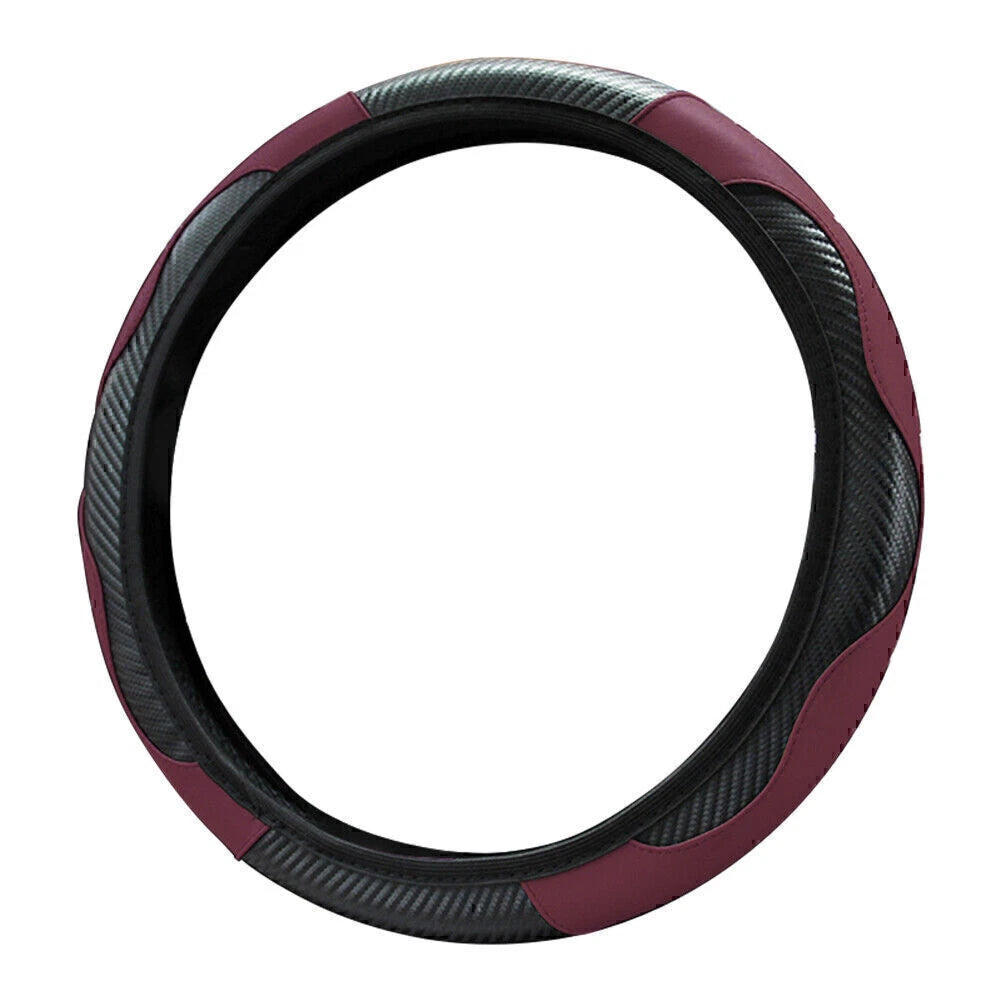 Wine Red Microfiber Leather Steering Wheel Cover 15" for SUV