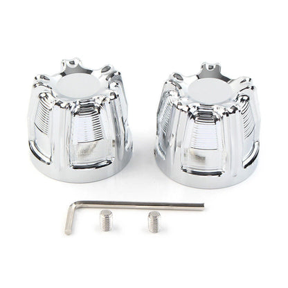 Chrome Front Cut Axle Nut Cap Covers for Harley Softail Touring Street Glide