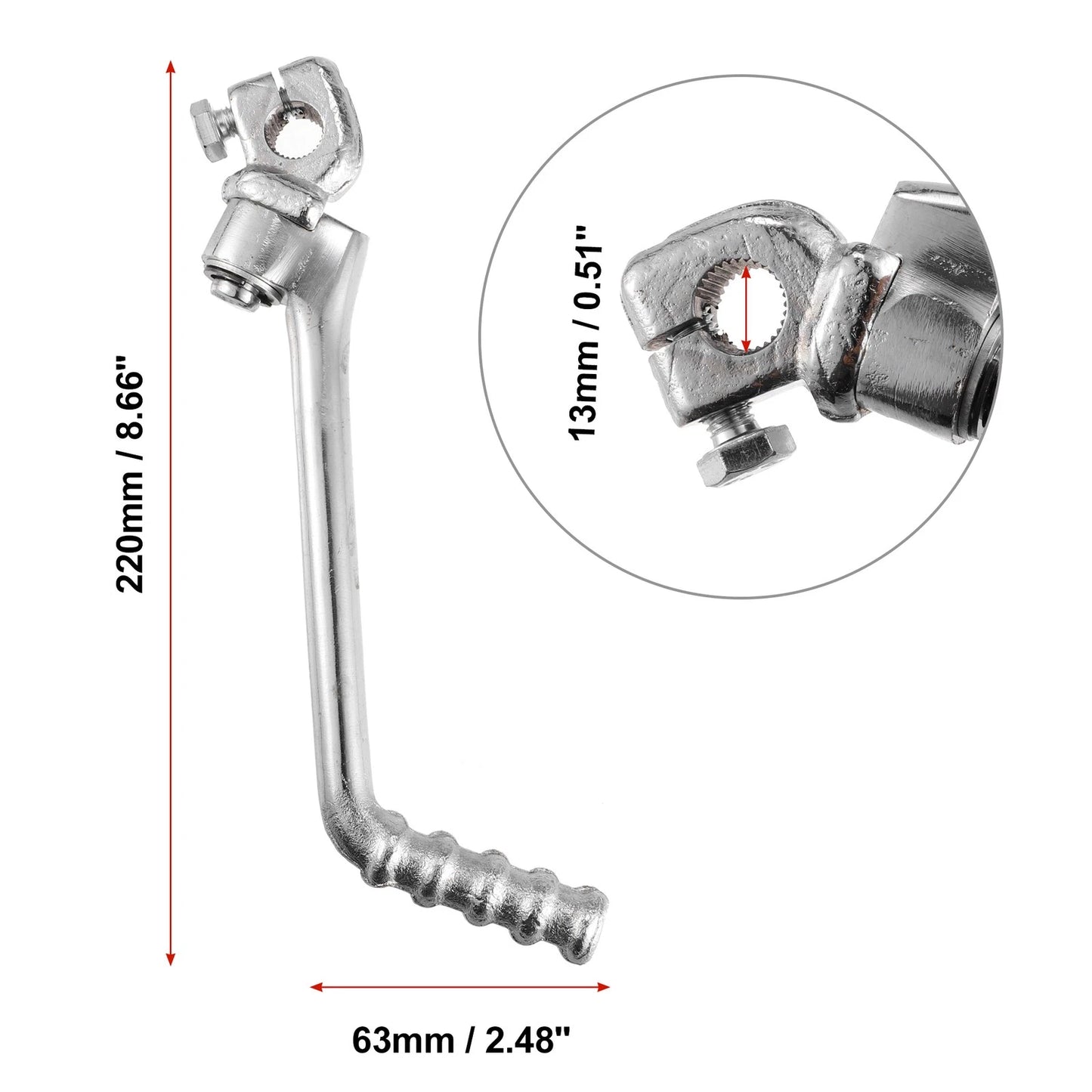 Kick Start Lever 13mm for YX150 YX160 Silver Tone