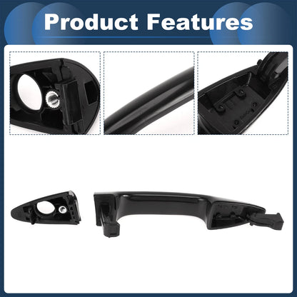 Front Left Door Handle for Kia Rio (2011) - Black, 1 Pcs