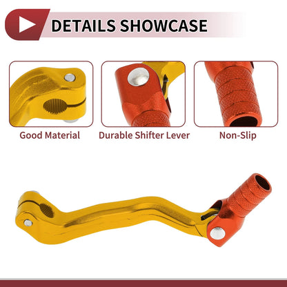 Folding Motorcycle Gear Shifter Lever for Bosuer M4 Gold Tone Orange Head