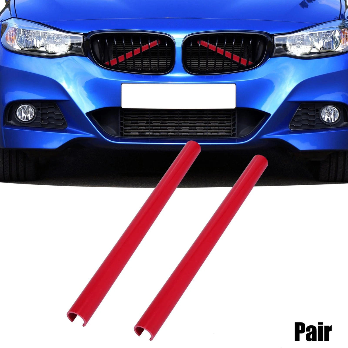 Red ABS Front Grille Trim Strips Covers for BMW 1 2 3 4 Series (2004-2023)