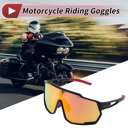 Goggles for Motorcycle Riding Red Black Tri-Acetyl Cellulos PC UV400