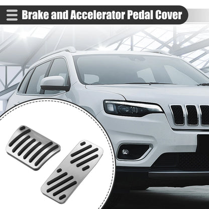 Brake Accelerator Pedal Covers Set for Jeep Cherokee (2014-2021) Black Silver